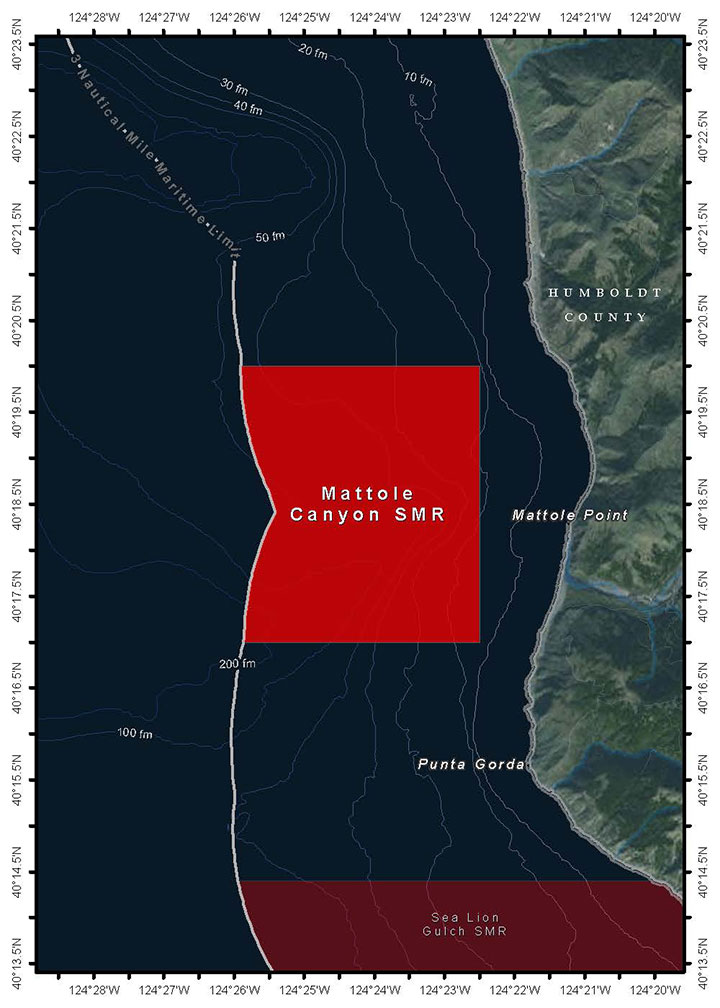Map of Mattole Canyon State Marine Reserve - click to enlarge in new tab